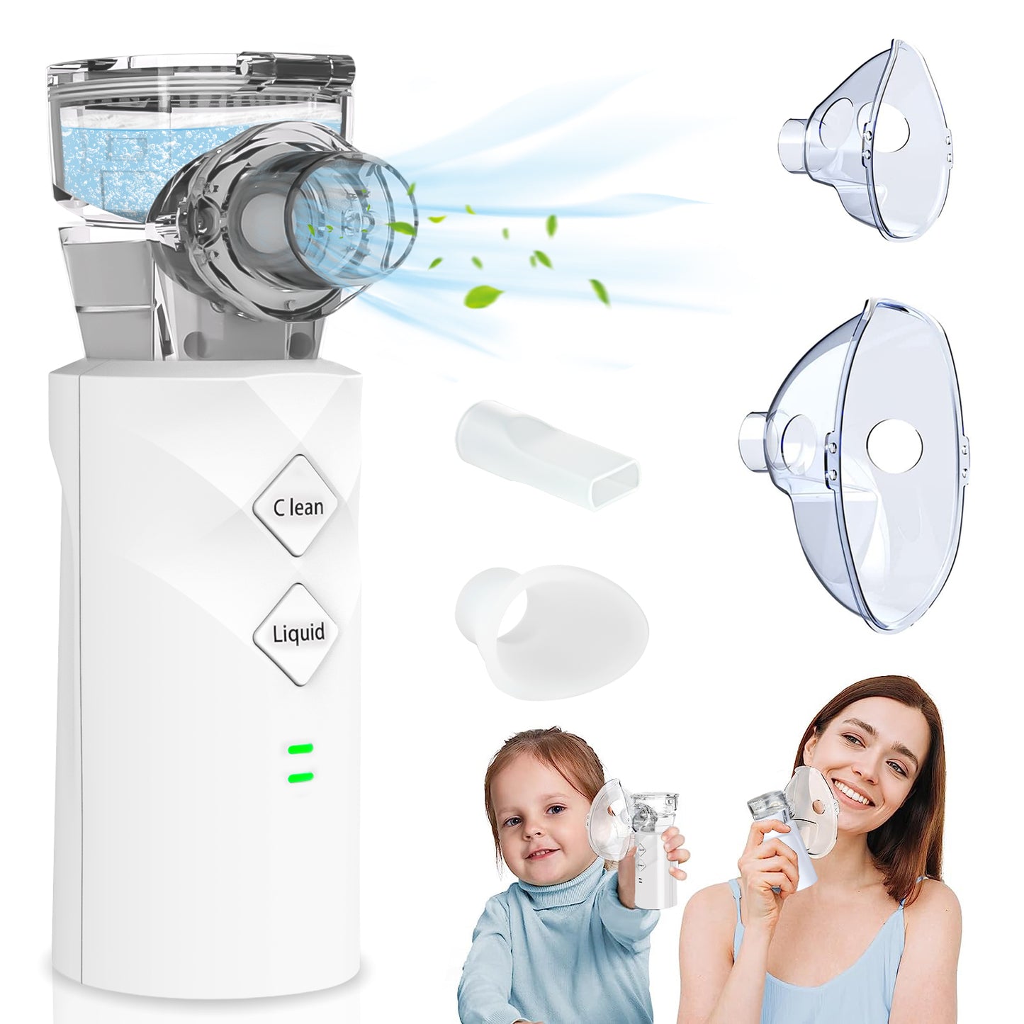 Hidnvefen Inhalationsgerät Vernebler, 1200mAh Inhalator für Kinder & Erwachsene, automatische Reinigung, 5h Laufzeit - Leicht & effektiv bei Atemwegserkrankungen, 4 Zubehörteile & Aufbewahrungsbox