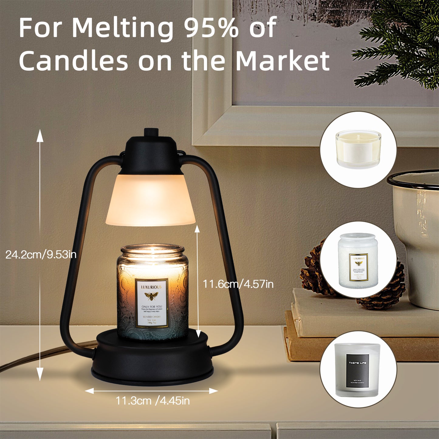 Hidnvefen Candle Warmer Lamp with Timer - Dimmable Electric Wax Melter for Long Lasting Fragrance - Perfect Home Decor