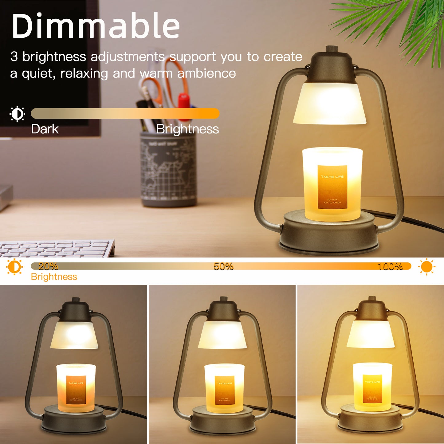 Hidnvefen Candle Warmer Lamp, Dimmable Electric Candle Warmer with Timer and 50W Bulbs, Perfect Height for 95% of Scented Candles, Enhance Your Bedroom and Dinning Room with Style and Relaxation