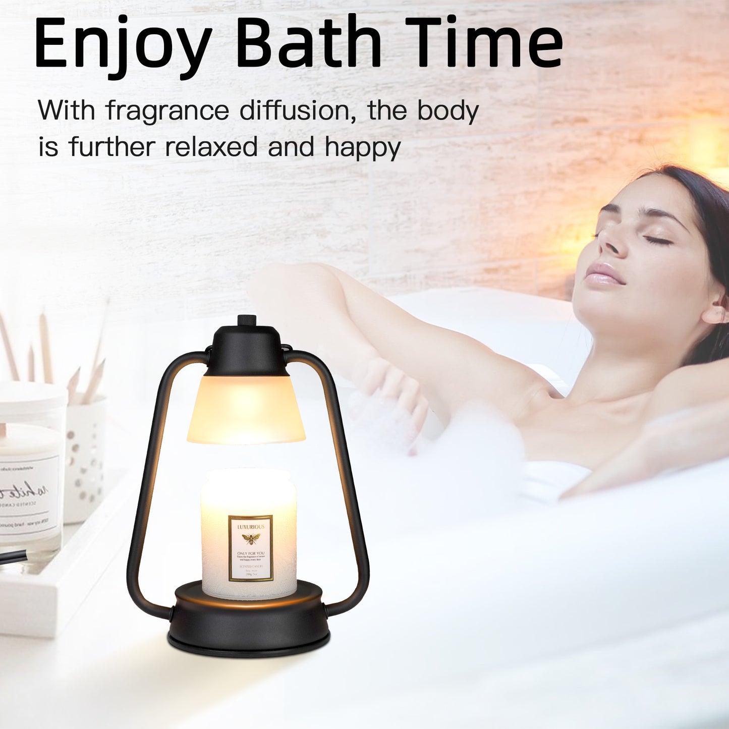 Hidnvefen Candle Warmer Lamp, Dimmable Electric Candle Warmer with Timer and 50W Bulbs, Perfect Height for 95% of Scented Candles, Enhance Your Bedroom and Dinning Room with Style and Relaxation