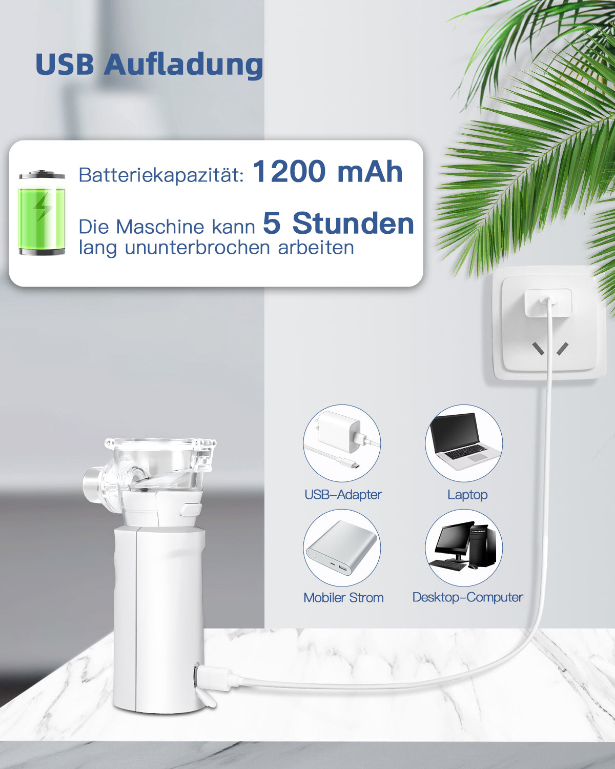 Hidnvefen Inhalationsgerät Vernebler, 1200mAh Inhalator für Kinder & Erwachsene, automatische Reinigung, 5h Laufzeit - Leicht & effektiv bei Atemwegserkrankungen, 4 Zubehörteile & Aufbewahrungsbox