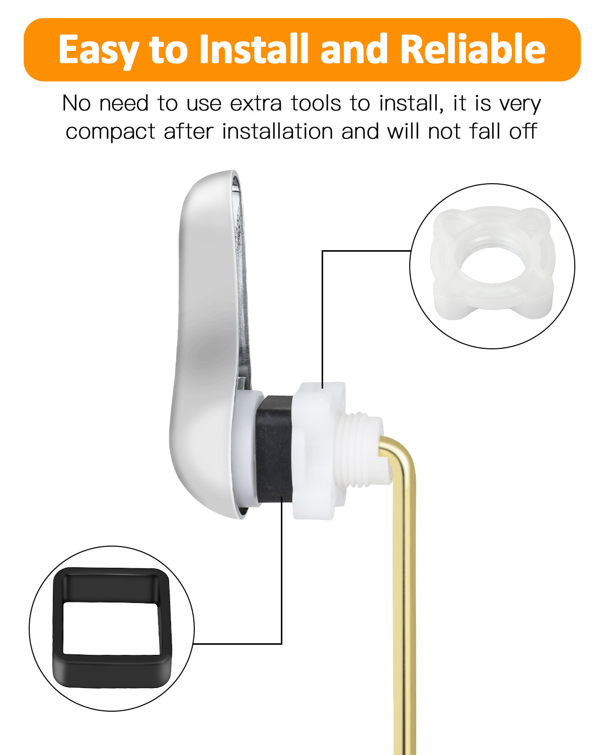 Hidnvefen Toilet Flush Handle Replacement Kit, Universal Zinc Alloy Toilet Tank Trip Lever with H2 Brass Arm, Compatible with American Standard/Mansfield Toilet