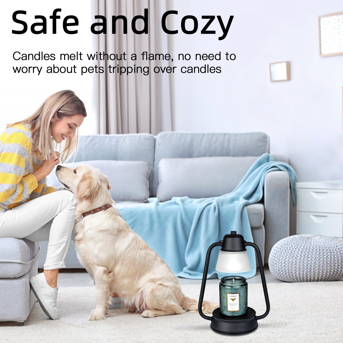 Hidnvefen Candle Warmer Lamp, Dimmable Electric Candle Warmer with Timer and 50W Bulbs, Perfect Height for 95% of Scented Candles, Enhance Your Bedroom and Dinning Room with Style and Relaxation