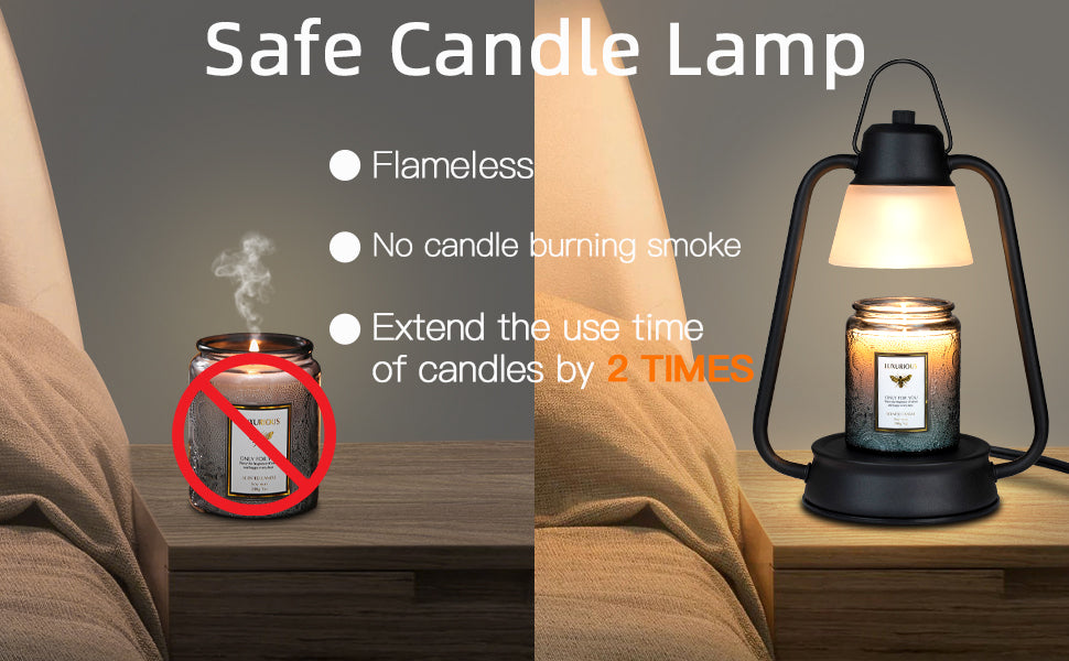 Hidnvefen Candle Warmer Lamp, Dimmable Electric Candle Warmer with Timer and 50W Bulbs, Perfect Height for 95% of Scented Candles, Enhance Your Bedroom and Dinning Room with Style and Relaxation