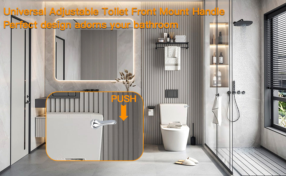 Hidnvefen Toilet Flush Handle Replacement Kit, Universal Zinc Alloy Toilet Tank Trip Lever with H2 Brass Arm, Compatible with American Standard/Mansfield Toilet