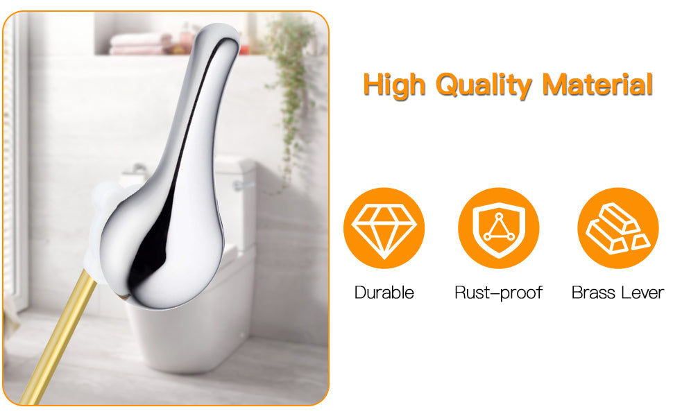 Hidnvefen Toilet Flush Handle Replacement Kit, Universal Zinc Alloy Toilet Tank Trip Lever with H2 Brass Arm, Compatible with American Standard/Mansfield Toilet