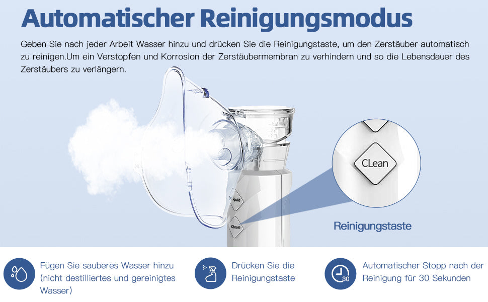 Hidnvefen Inhalationsgerät Vernebler, 1200mAh Inhalator für Kinder & Erwachsene, automatische Reinigung, 5h Laufzeit - Leicht & effektiv bei Atemwegserkrankungen, 4 Zubehörteile & Aufbewahrungsbox