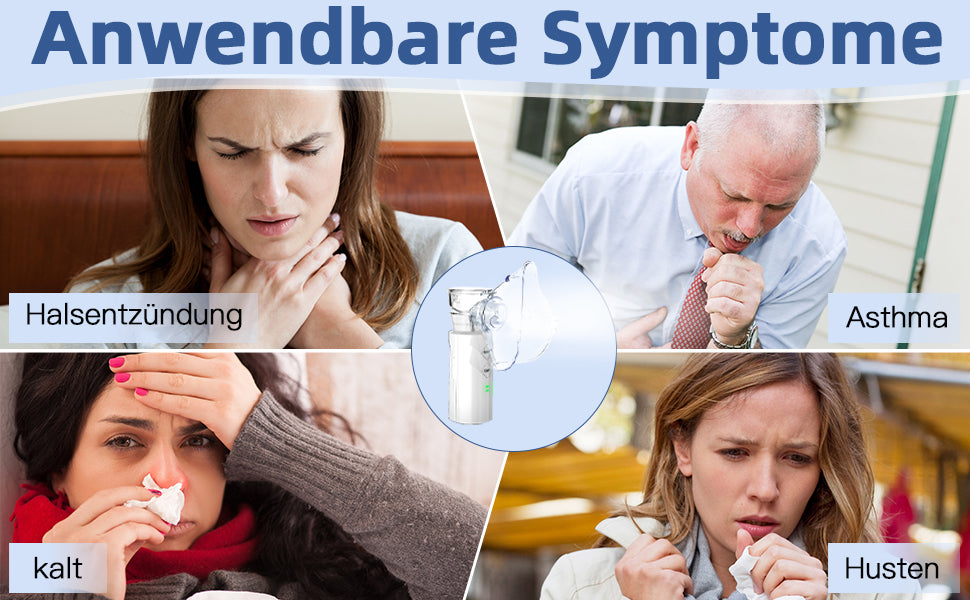 Hidnvefen Inhalationsgerät Vernebler, 1200mAh Inhalator für Kinder & Erwachsene, automatische Reinigung, 5h Laufzeit - Leicht & effektiv bei Atemwegserkrankungen, 4 Zubehörteile & Aufbewahrungsbox