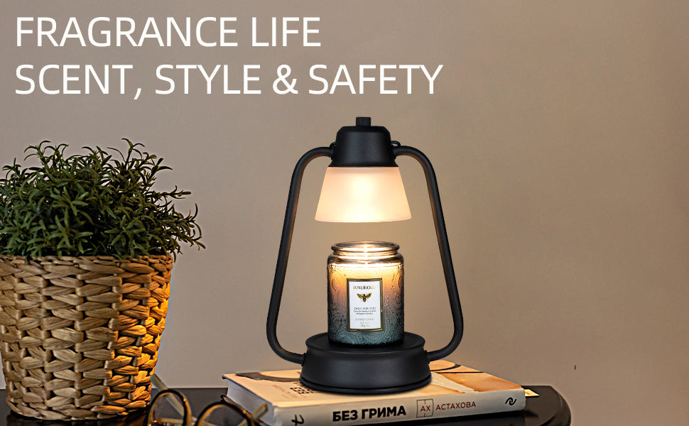 Hidnvefen Candle Warmer Lamp, Dimmable Electric Candle Warmer with Timer and 50W Bulbs, Perfect Height for 95% of Scented Candles, Enhance Your Bedroom and Dinning Room with Style and Relaxation