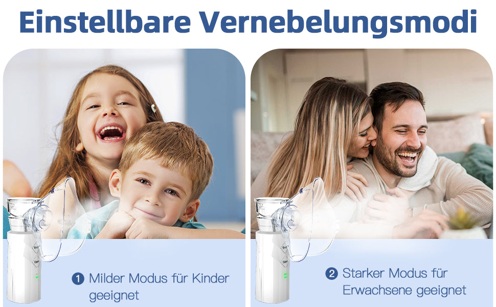 Hidnvefen Inhalationsgerät Vernebler, 1200mAh Inhalator für Kinder & Erwachsene, automatische Reinigung, 5h Laufzeit - Leicht & effektiv bei Atemwegserkrankungen, 4 Zubehörteile & Aufbewahrungsbox
