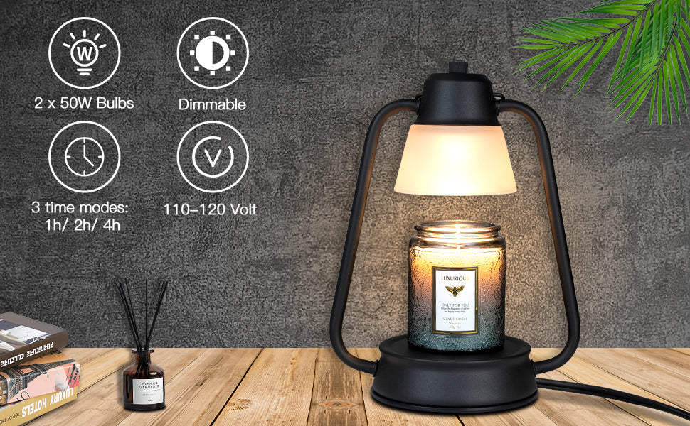 Hidnvefen Candle Warmer Lamp, Dimmable Electric Candle Warmer with Timer and 50W Bulbs, Perfect Height for 95% of Scented Candles, Enhance Your Bedroom and Dinning Room with Style and Relaxation
